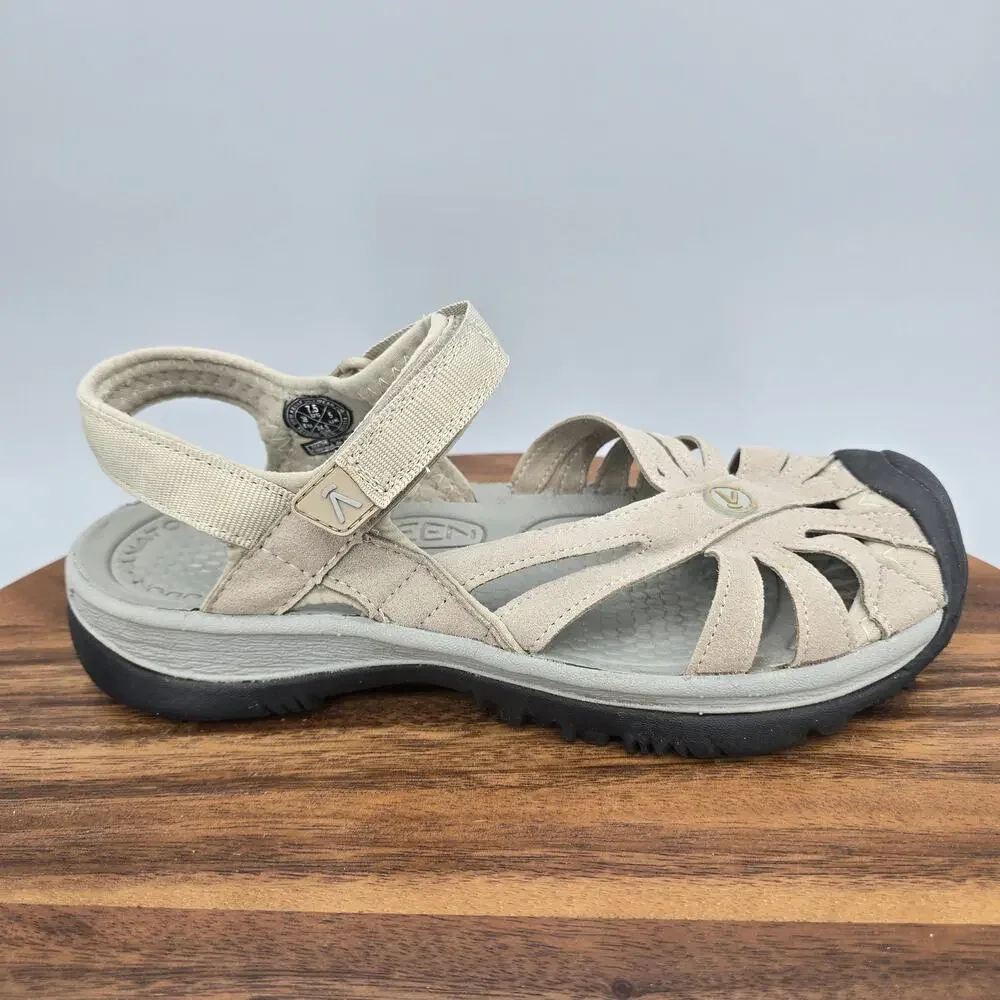 Keen Rose Sandals Women's 7.5 Beige Gray Sports Trail Ankle Strap Closed Toe